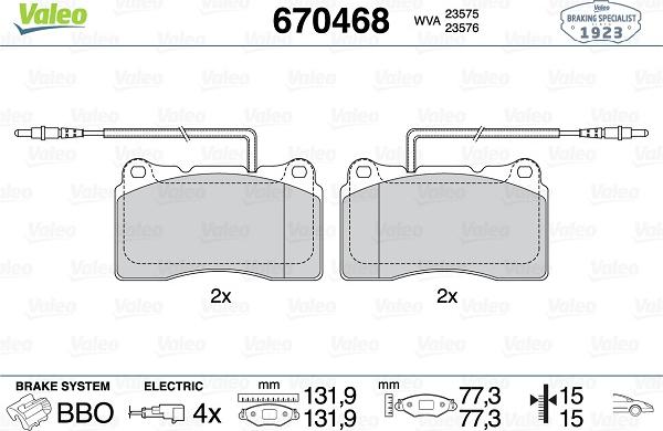 Valeo 670468 - Brake Pad Set, disc brake autospares.lv