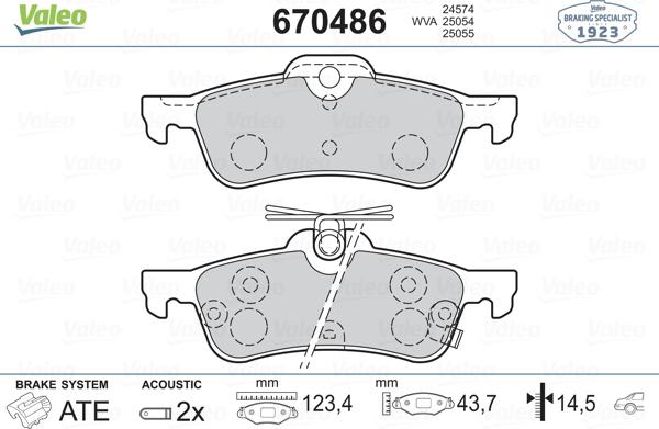 Valeo 670486 - Brake Pad Set, disc brake autospares.lv