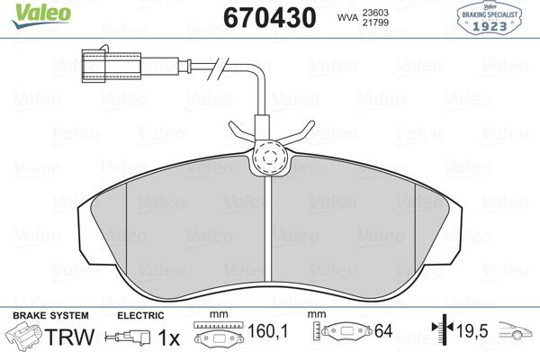 Valeo 670430 - Brake Pad Set, disc brake autospares.lv