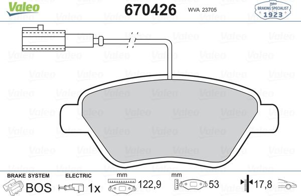 Valeo 670426 - Brake Pad Set, disc brake autospares.lv