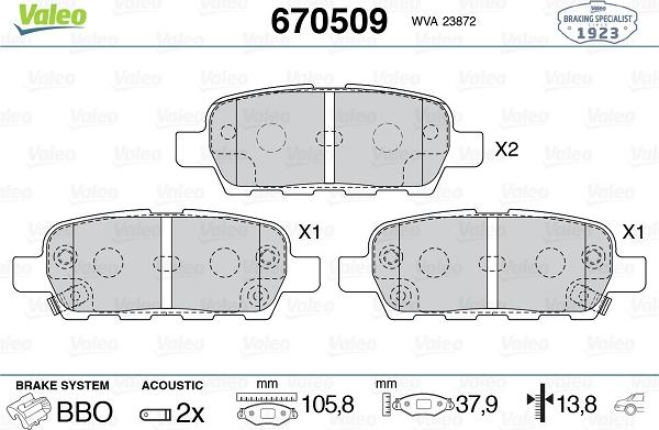 Valeo 670509 - Brake Pad Set, disc brake autospares.lv