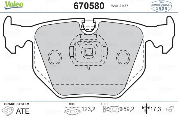 Valeo 670580 - Brake Pad Set, disc brake autospares.lv