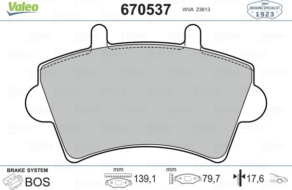 Valeo 670537 - Brake Pad Set, disc brake autospares.lv