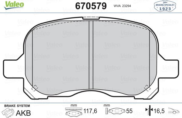 Valeo 670579 - Brake Pad Set, disc brake autospares.lv