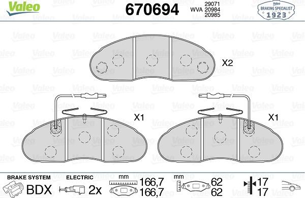 Valeo 670694 - Brake Pad Set, disc brake autospares.lv