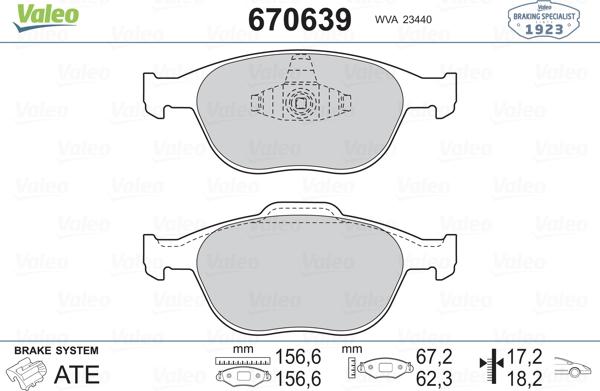 Valeo 670639 - Brake Pad Set, disc brake autospares.lv