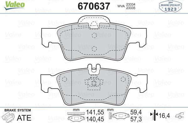 Valeo 670637 - Brake Pad Set, disc brake autospares.lv