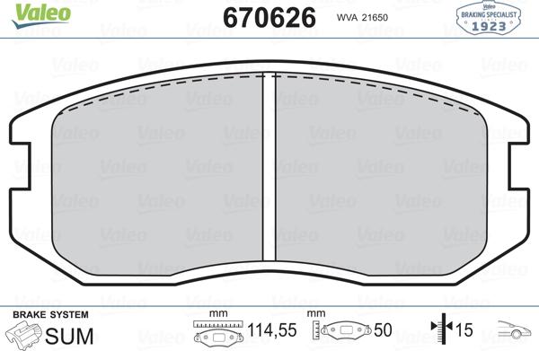 Valeo 670626 - Brake Pad Set, disc brake autospares.lv