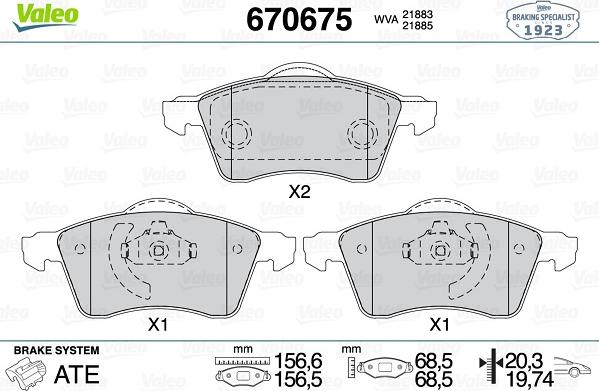 Valeo 670675 - Brake Pad Set, disc brake autospares.lv