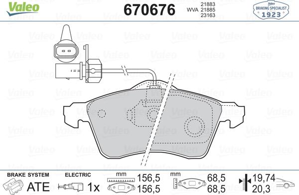 Valeo 670676 - Brake Pad Set, disc brake autospares.lv