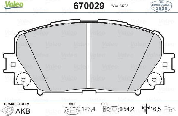 Valeo 670029 - Brake Pad Set, disc brake autospares.lv