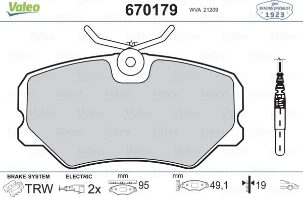 Valeo 670179 - Brake Pad Set, disc brake autospares.lv