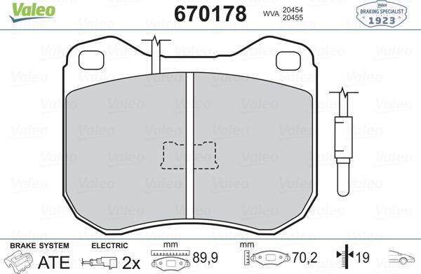 Valeo 670178 - Brake Pad Set, disc brake autospares.lv