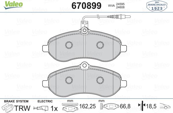 Valeo 670899 - Brake Pad Set, disc brake autospares.lv