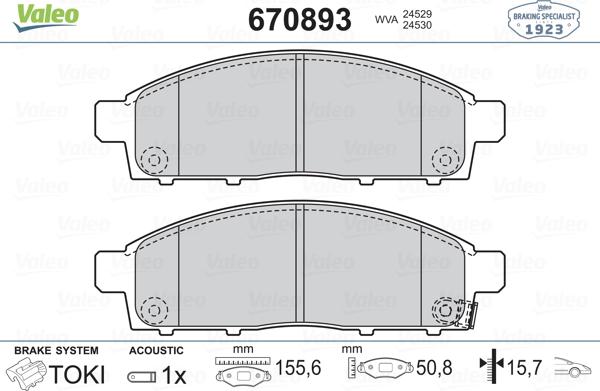 Valeo 670893 - Brake Pad Set, disc brake autospares.lv