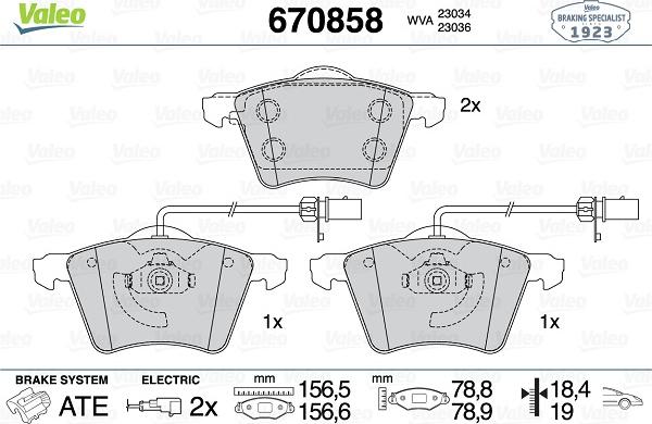 Valeo 670858 - Brake Pad Set, disc brake autospares.lv