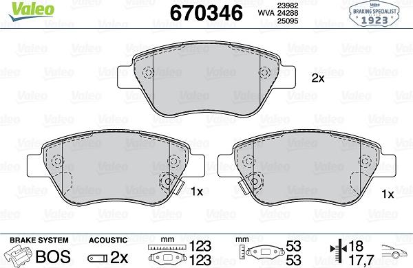 Valeo 670346 - Brake Pad Set, disc brake autospares.lv