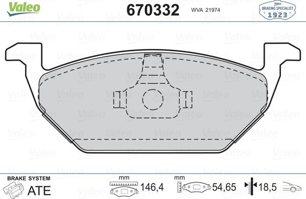 Valeo 670332 - Brake Pad Set, disc brake autospares.lv