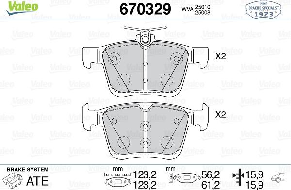 Valeo 670329 - Brake Pad Set, disc brake autospares.lv