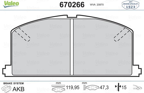 Valeo 670266 - Brake Pad Set, disc brake autospares.lv