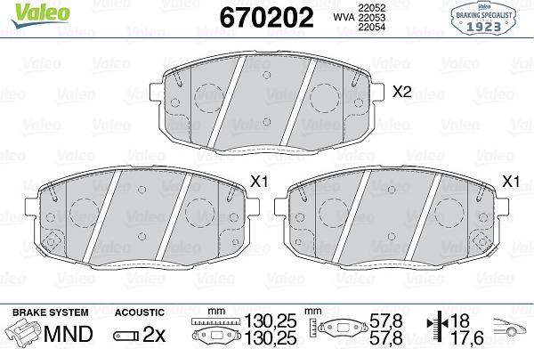 Valeo 670202 - Brake Pad Set, disc brake autospares.lv