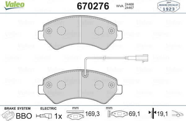 Valeo 670276 - Brake Pad Set, disc brake autospares.lv