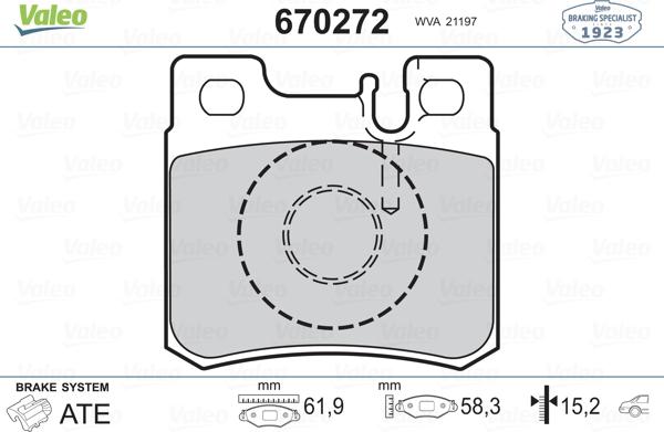 Valeo 670272 - Brake Pad Set, disc brake autospares.lv