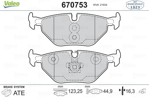 Valeo 670753 - Brake Pad Set, disc brake autospares.lv