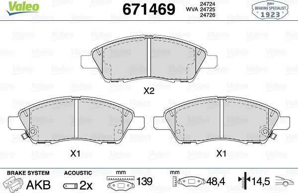 Valeo 671469 - Brake Pad Set, disc brake autospares.lv