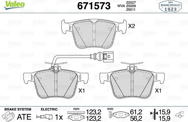 Valeo 671573 - Brake Pad Set, disc brake autospares.lv