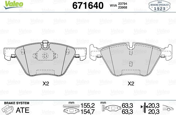 Valeo 671640 - Brake Pad Set, disc brake autospares.lv