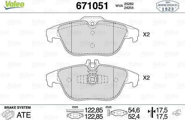 Valeo 671051 - Brake Pad Set, disc brake autospares.lv