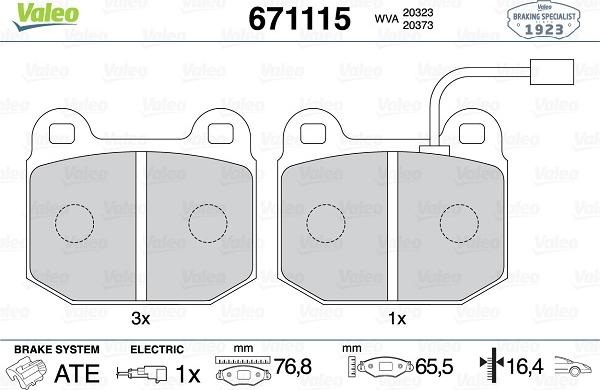 Valeo 671115 - Brake Pad Set, disc brake autospares.lv