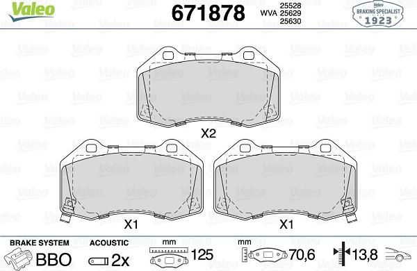 Valeo 671878 - Brake Pad Set, disc brake autospares.lv