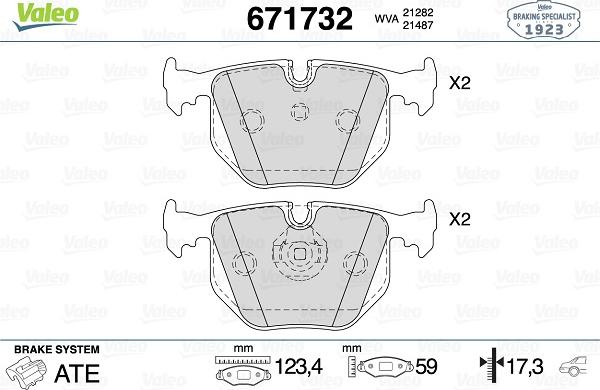 Valeo 671732 - Brake Pad Set, disc brake autospares.lv