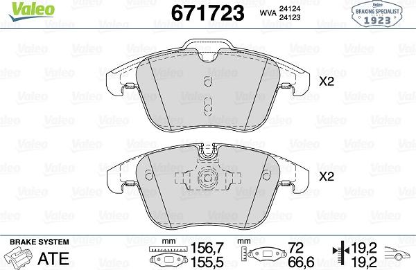 Valeo 671723 - Brake Pad Set, disc brake autospares.lv