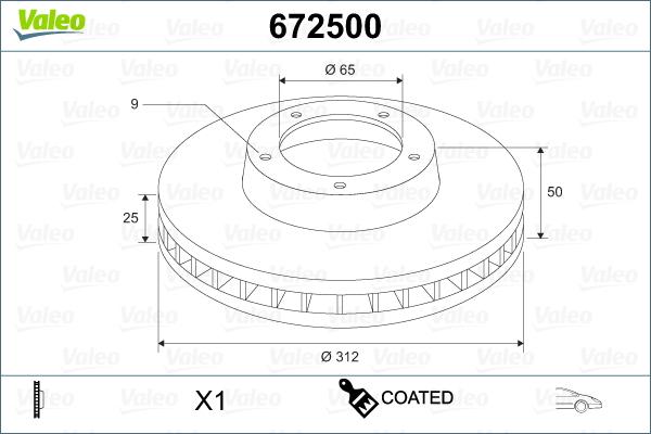 Valeo 672500 - Brake Disc autospares.lv