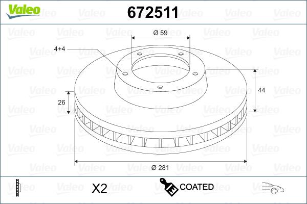 Valeo 672511 - Brake Disc autospares.lv