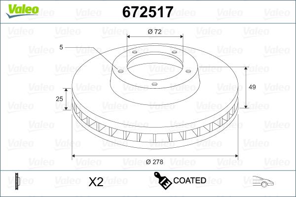 Valeo 672517 - Brake Disc autospares.lv