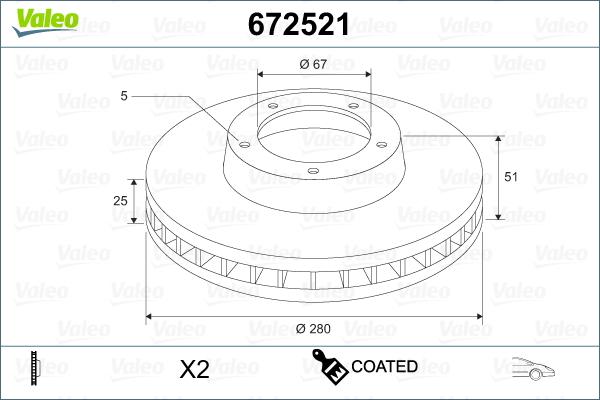 Valeo 672521 - Brake Disc autospares.lv