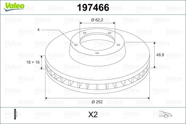 Valeo 197466 - Brake Disc autospares.lv