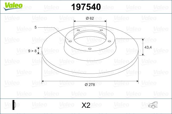 Valeo 197540 - Brake Disc autospares.lv