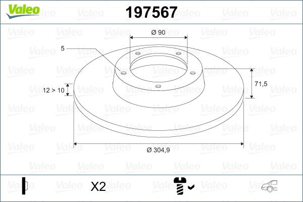 Valeo 197567 - Brake Disc autospares.lv