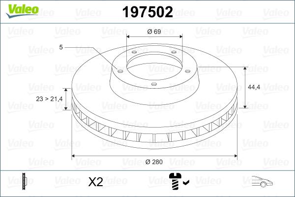 Valeo 197502 - Brake Disc autospares.lv