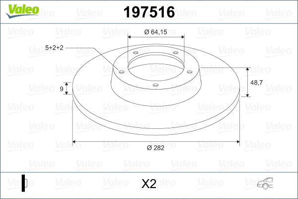 Valeo 197516 - Brake Disc autospares.lv