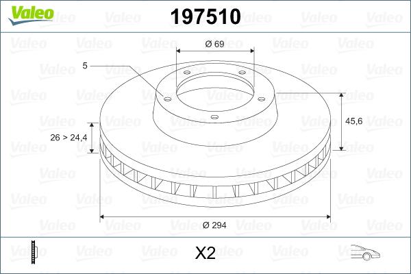 Valeo 197510 - Brake Disc autospares.lv