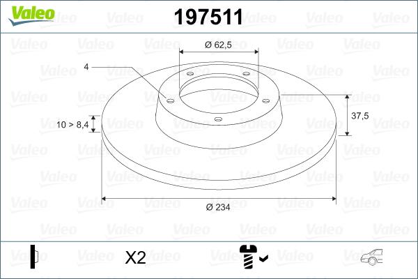 Valeo 197511 - Brake Disc autospares.lv