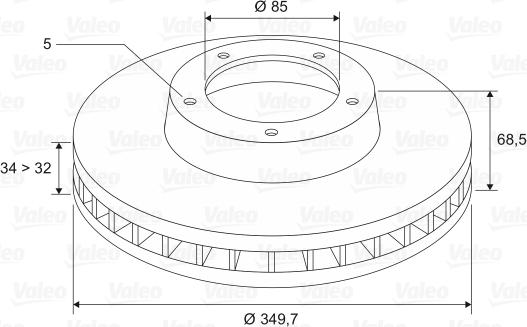 Valeo 197536 - Brake Disc autospares.lv