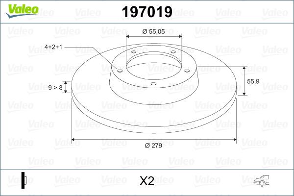 Valeo 197019 - Brake Disc autospares.lv