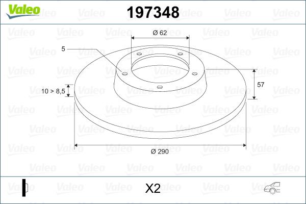 Valeo 197348 - Brake Disc autospares.lv